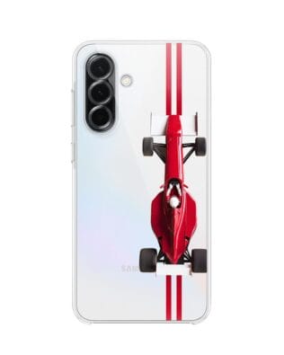 Etui do Samsung Galaxy A36 5G przeźroczyste, silikonowe Flexi, Szybkie Auta, czerwone F1