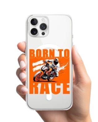 Etui do iPhone 12 Pro Max z MagSafe przeźroczyste, silikonowe Flexi, Bikers, Ścigacz