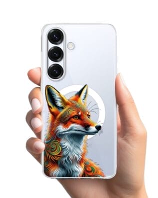 Etui do Samsung Galaxy S25 Plus z MagSafe przeźroczyste, silikonowe Flexi, Dzika Mandala, Twarz lisa