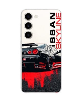 Etui do Samsung Galaxy S23 FE 5G przeźroczyste, silikonowe Flexi, Szybkie Auta, czarny Skyline