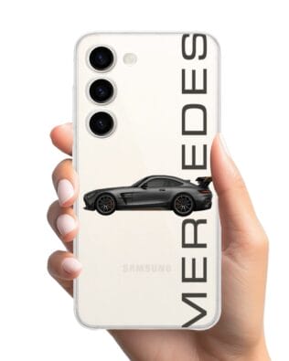 Etui do Samsung Galaxy S23 Plus przeźroczyste, silikonowe Flexi, Szybkie Auta, Stalowe AMG-GT