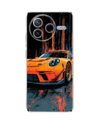 Etui do Xiaomi POCO F7 Pro przeźroczyste, silikonowe Flexi, Szybkie Auta, Pomarańczowa 911