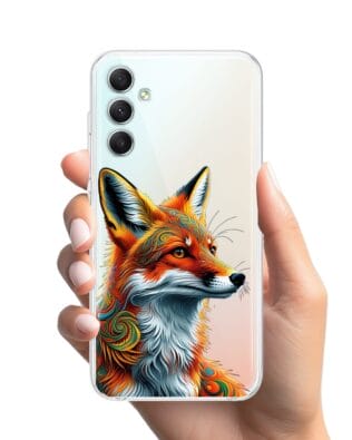 Etui do Samsung Galaxy A34 5G przeźroczyste, silikonowe Flexi, Dzika Mandala, Twarz lisa