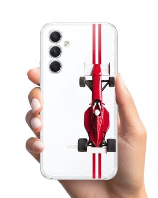 Etui do Samsung Galaxy A54 5G przeźroczyste, silikonowe Flexi, Szybkie Auta, czerwone F1