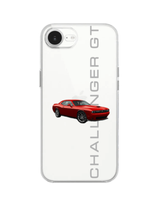Etui do iPhone 16e przeźroczyste, silikonowe Flexi, Szybkie Auta, czerwony Challenger GT