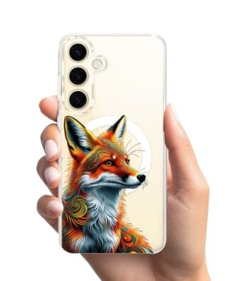 Etui do Samsung Galaxy S24 Plus z MagSafe przeźroczyste, silikonowe Flexi, Dzika Mandala, Twarz lisa
