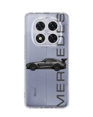 Etui do Xiaomi Redmi Note 14 Pro 5G przeźroczyste, silikonowe Flexi, Szybkie Auta, Stalowe AMG-GT
