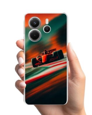 Etui do Xiaomi Redmi Note 14 4G przeźroczyste, silikonowe Flexi, Szybkie Auta, Wyścig F1