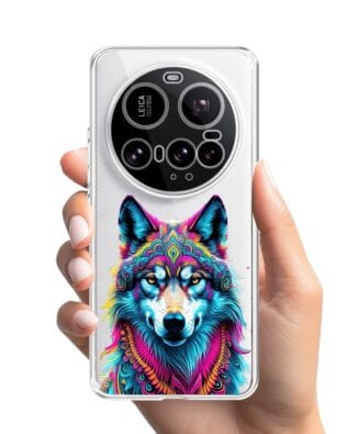 Etui do Xiaomi 15 Ultra przeźroczyste, silikonowe Flexi, Dzika Mandala, Wilk