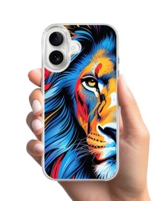 Etui do iPhone 16 z MagSafe przeźroczyste, silikonowe Flexi, Dzika Mandala, Lwie spojrzenie