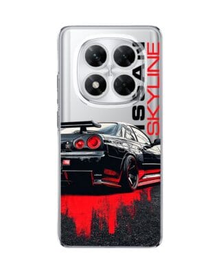 Etui do Xiaomi POCO X7 przeźroczyste, silikonowe Flexi, Szybkie Auta, czarny Skyline
