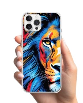 Etui do iPhone 12 Pro Max z MagSafe przeźroczyste, silikonowe Flexi, Dzika Mandala, Lwie spojrzenie