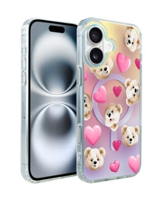 Etui do iPhone 16 IBIZU California Sunset z MagSafe, zmieniające kolor, Love Mood, miś i serduszka