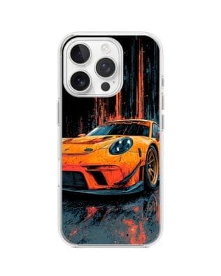 Etui do iPhone 13 Pro Max z MagSafe przeźroczyste, silikonowe Flexi, Szybkie Auta, Pomarańczowa 911
