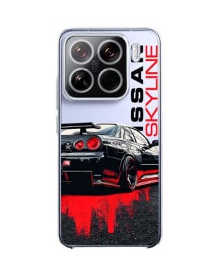Etui do Xiaomi 15 przeźroczyste, silikonowe Flexi, Szybkie Auta, czarny Skyline