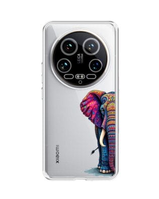 Etui do Xiaomi 14 Ultra przeźroczyste, silikonowe Flexi, Dzika Mandala, Słoń