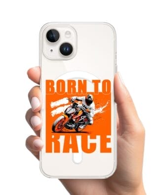 Etui do iPhone 14 z MagSafe przeźroczyste, silikonowe Flexi, Bikers, Ścigacz