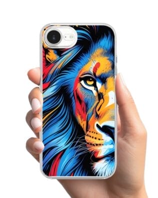 Etui do iPhone 16e z MagSafe przeźroczyste, silikonowe Flexi, Dzika Mandala, Lwie spojrzenie