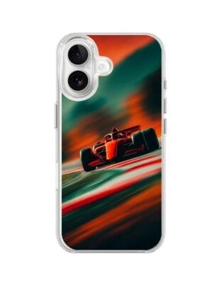 Etui do iPhone 16 z MagSafe przeźroczyste, silikonowe Flexi, Szybkie Auta, Wyścig F1