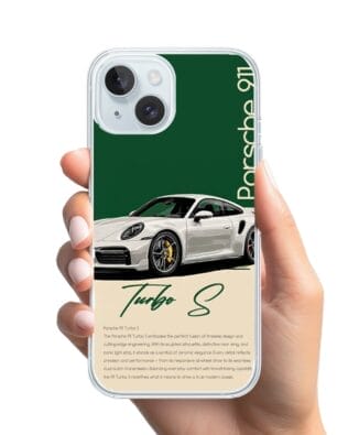 Etui do iPhone 15 przeźroczyste, silikonowe Flexi, Szybkie Auta, Elegancja 911