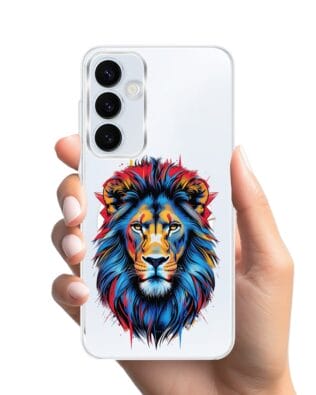 Etui do Samsung Galaxy A35 5G z MagSafe przeźroczyste, silikonowe Flexi, Dzika Mandala, Lew