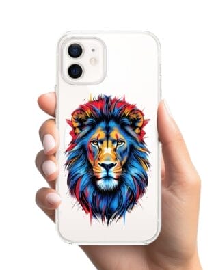Etui do iPhone 12 z MagSafe przeźroczyste, silikonowe Flexi, Dzika Mandala, Lew