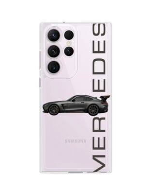 Etui do Samsung Galaxy S23 Ultra przeźroczyste, silikonowe Flexi, Szybkie Auta, Stalowe AMG-GT