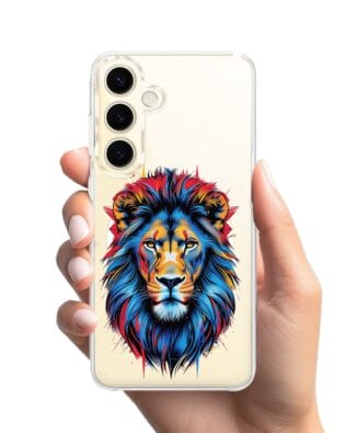 Etui do Samsung Galaxy S24 z MagSafe przeźroczyste, silikonowe Flexi, Dzika Mandala, Lew