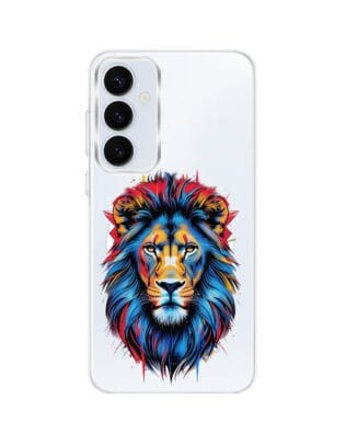 Etui do Samsung Galaxy A55 5G z MagSafe przeźroczyste, silikonowe Flexi, Dzika Mandala, Lew