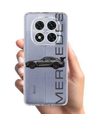 Etui do Xiaomi Redmi Note 14 Pro 5G przeźroczyste, silikonowe Flexi, Szybkie Auta, Stalowe AMG-GT