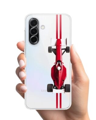 Etui do Samsung Galaxy A36 5G przeźroczyste, silikonowe Flexi, Szybkie Auta, czerwone F1