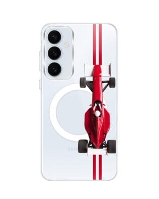 Etui do Samsung Galaxy A35 5G z MagSafe przeźroczyste, silikonowe Flexi, Szybkie Auta, czerwone F1
