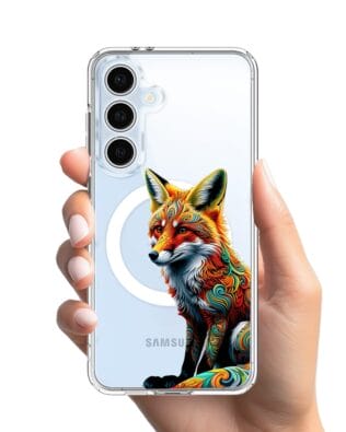 Etui do Samsung Galaxy S24 FE z MagSafe przeźroczyste, silikonowe Flexi, Dzika Mandala, Lis