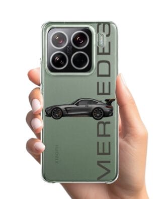 Etui do Xiaomi 15 Pro przeźroczyste, silikonowe Flexi, Szybkie Auta, Stalowe AMG-GT