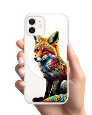Etui do iPhone 12 z MagSafe przeźroczyste, silikonowe Flexi, Dzika Mandala, Lis