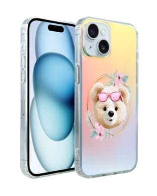 Etui do iPhone 15 Plus IBIZU California Sunset, zmieniające kolor, Flower Queen, miś z kwiatami