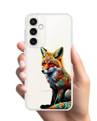 Etui do Samsung Galaxy S23 przeźroczyste, silikonowe Flexi, Dzika Mandala, Lis