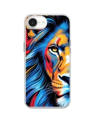 Etui do iPhone 16e z MagSafe przeźroczyste, silikonowe Flexi, Dzika Mandala, Lwie spojrzenie