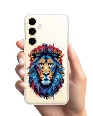 Etui do Samsung Galaxy S24 przeźroczyste, silikonowe Flexi, Dzika Mandala, Lew