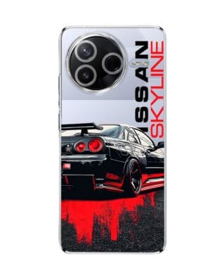 Etui do Xiaomi POCO F7 Pro przeźroczyste, silikonowe Flexi, Szybkie Auta, czarny Skyline