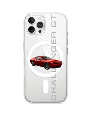 Etui do iPhone 12 Pro z MagSafe przeźroczyste, silikonowe Flexi, Szybkie Auta, czerwony Challenger GT
