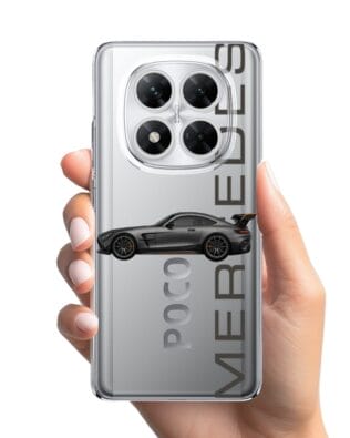 Etui do Xiaomi POCO X7 przeźroczyste, silikonowe Flexi, Szybkie Auta, Stalowe AMG-GT