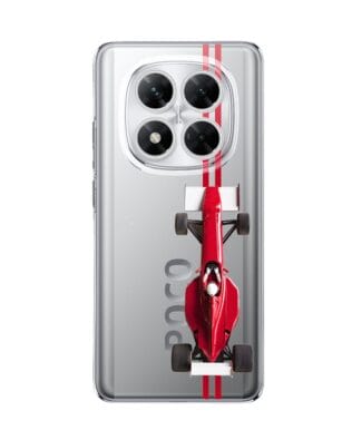 Etui do Xiaomi POCO X7 przeźroczyste, silikonowe Flexi, Szybkie Auta, czerwone F1