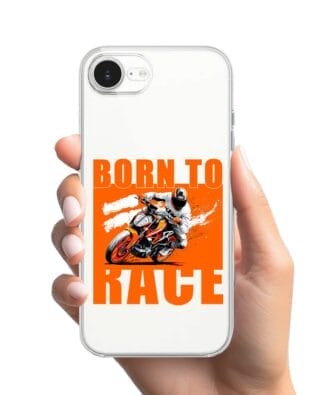 Etui do iPhone 16e przeźroczyste, silikonowe Flexi, Bikers, Ścigacz