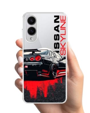 Etui do Samsung Galaxy S25 Edge z MagSafe przeźroczyste, silikonowe Flexi, Szybkie Auta, czarny Skyline