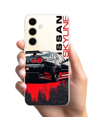 Etui do Samsung Galaxy S24 Plus przeźroczyste, silikonowe Flexi, Szybkie Auta, czarny Skyline