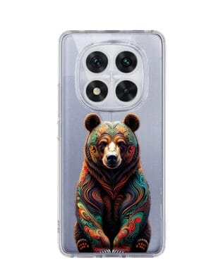 Etui do Xiaomi Redmi Note 14 Pro 5G przeźroczyste, silikonowe Flexi, Dzika Mandala, Niedźwiedź
