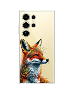 Etui do Samsung Galaxy S24 Ultra przeźroczyste, silikonowe Flexi, Dzika Mandala, Twarz lisa