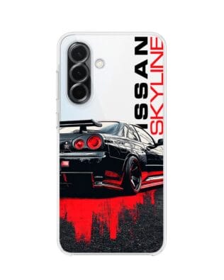 Etui do Samsung Galaxy A36 5G przeźroczyste, silikonowe Flexi, Szybkie Auta, czarny Skyline
