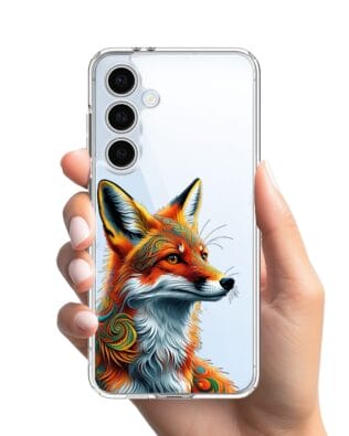 Etui do Samsung Galaxy S24 FE przeźroczyste, silikonowe Flexi, Dzika Mandala, Twarz lisa
